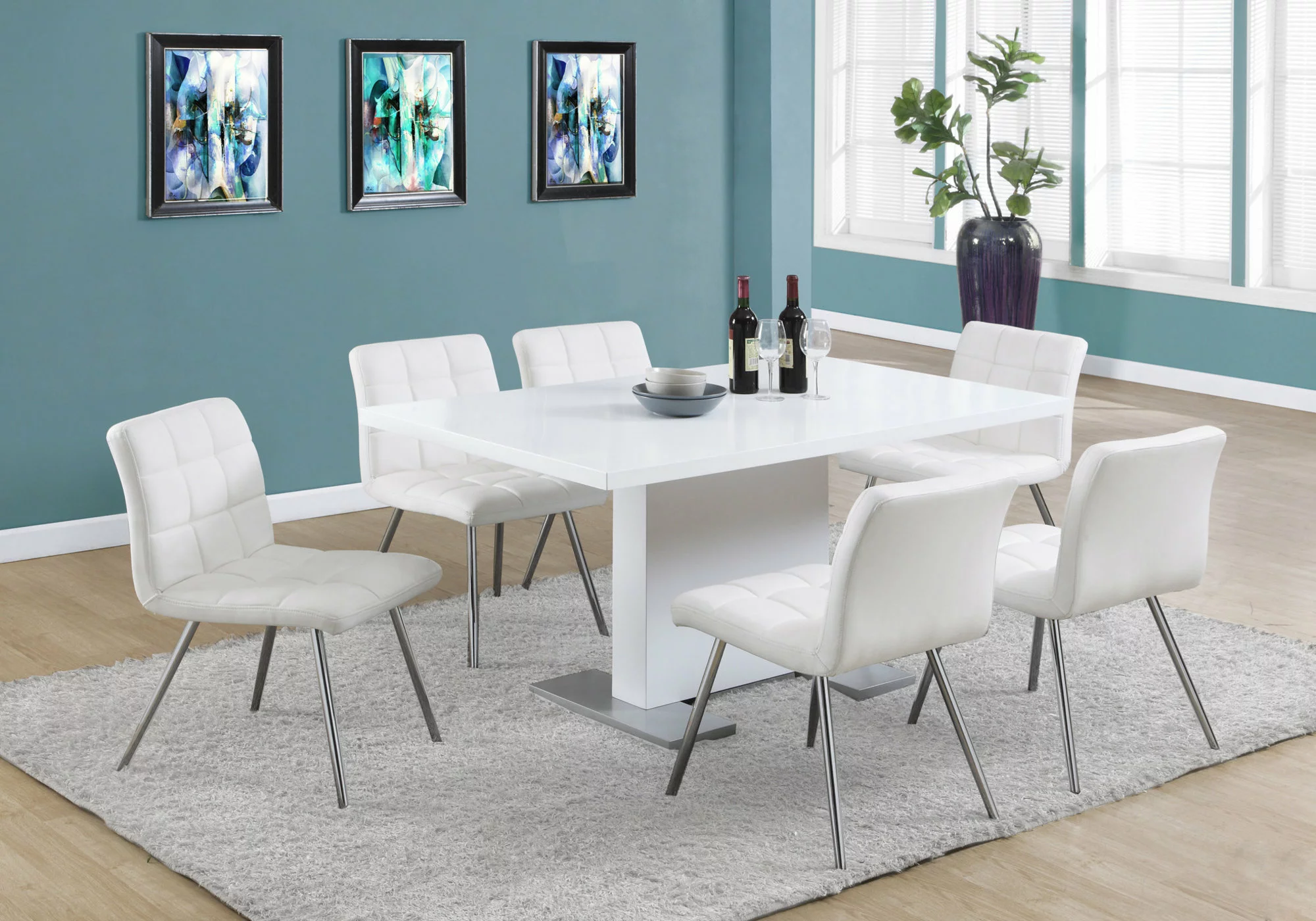 Monarch Specialties Monarch 59-in X 30-in Composite Glossy White Dining Table - Image 2