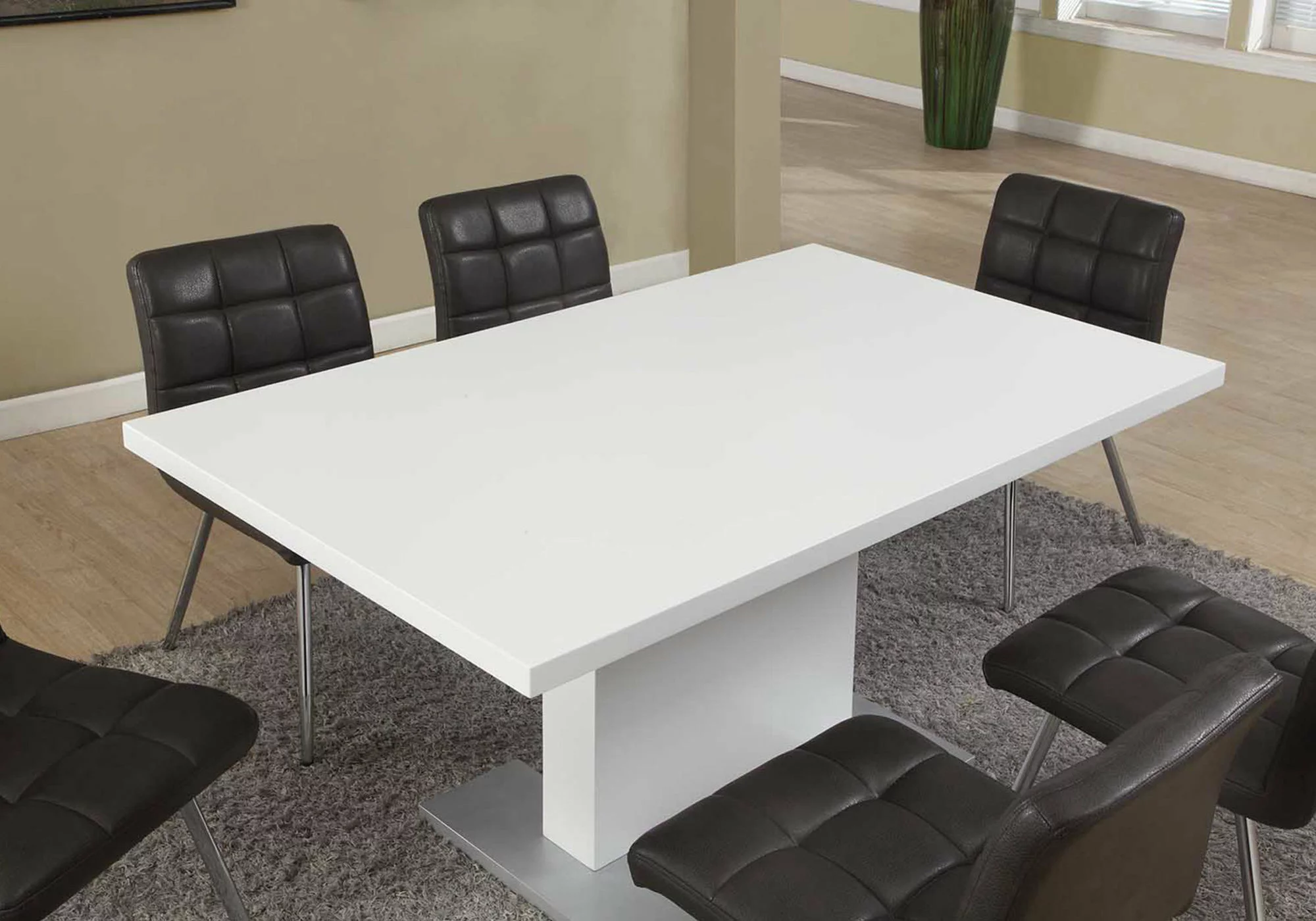 Monarch Specialties Monarch 59-in X 30-in Composite Glossy White Dining Table - Image 3