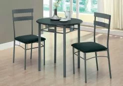 Monarch Specialties Monarch Black 3 Piece Silver Metal Dining Set