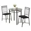 Monarch Specialties Monarch Gray Marble 3 Piece Black Dining Set