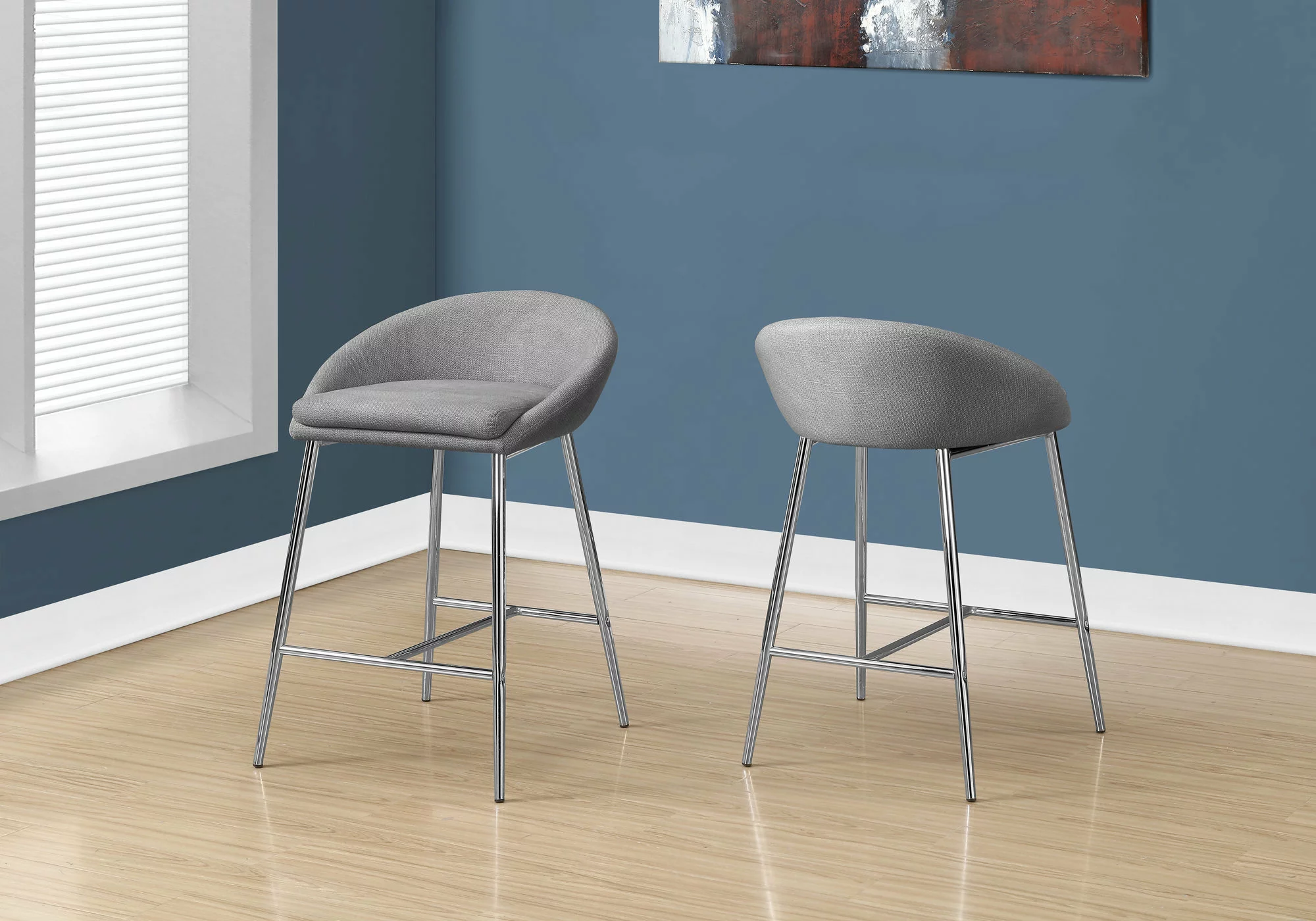 Monarch Specialties Monarch 24-in Fabric Grey Barstool (Set Of 2) - Image 3