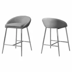 Monarch Specialties Monarch 24-in Fabric Grey Barstool (Set Of 2)
