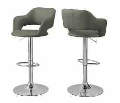 Monarch Specialties Monarch 24.25-in Faux Leather Light Grey Barstool