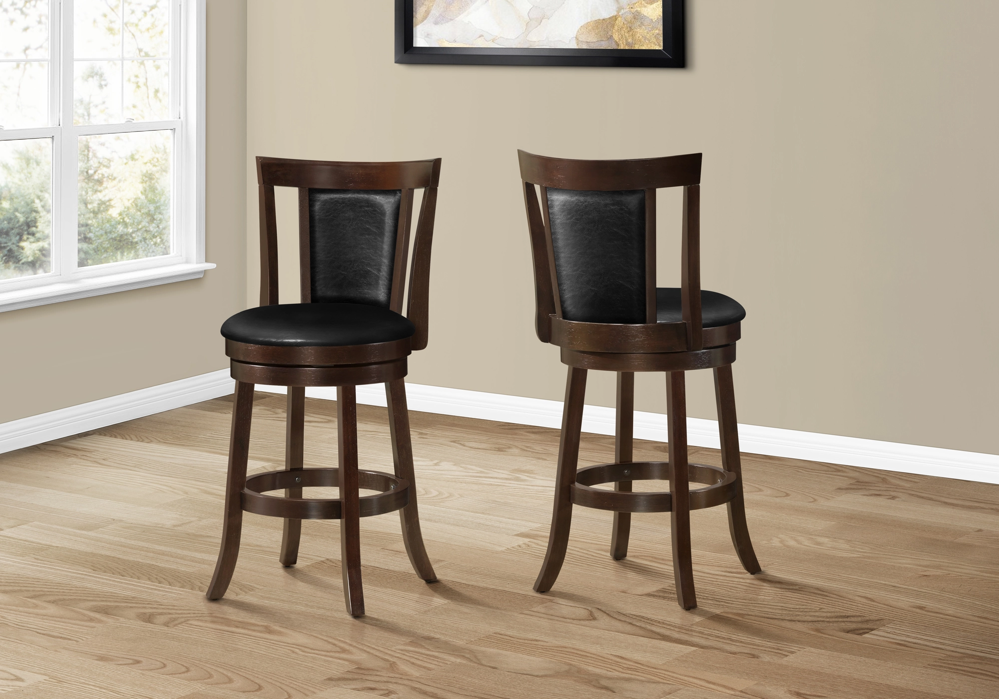 Monarch Specialties Monarch 25.5-in Brown Bar Stools (Set Of 2) - Image 2