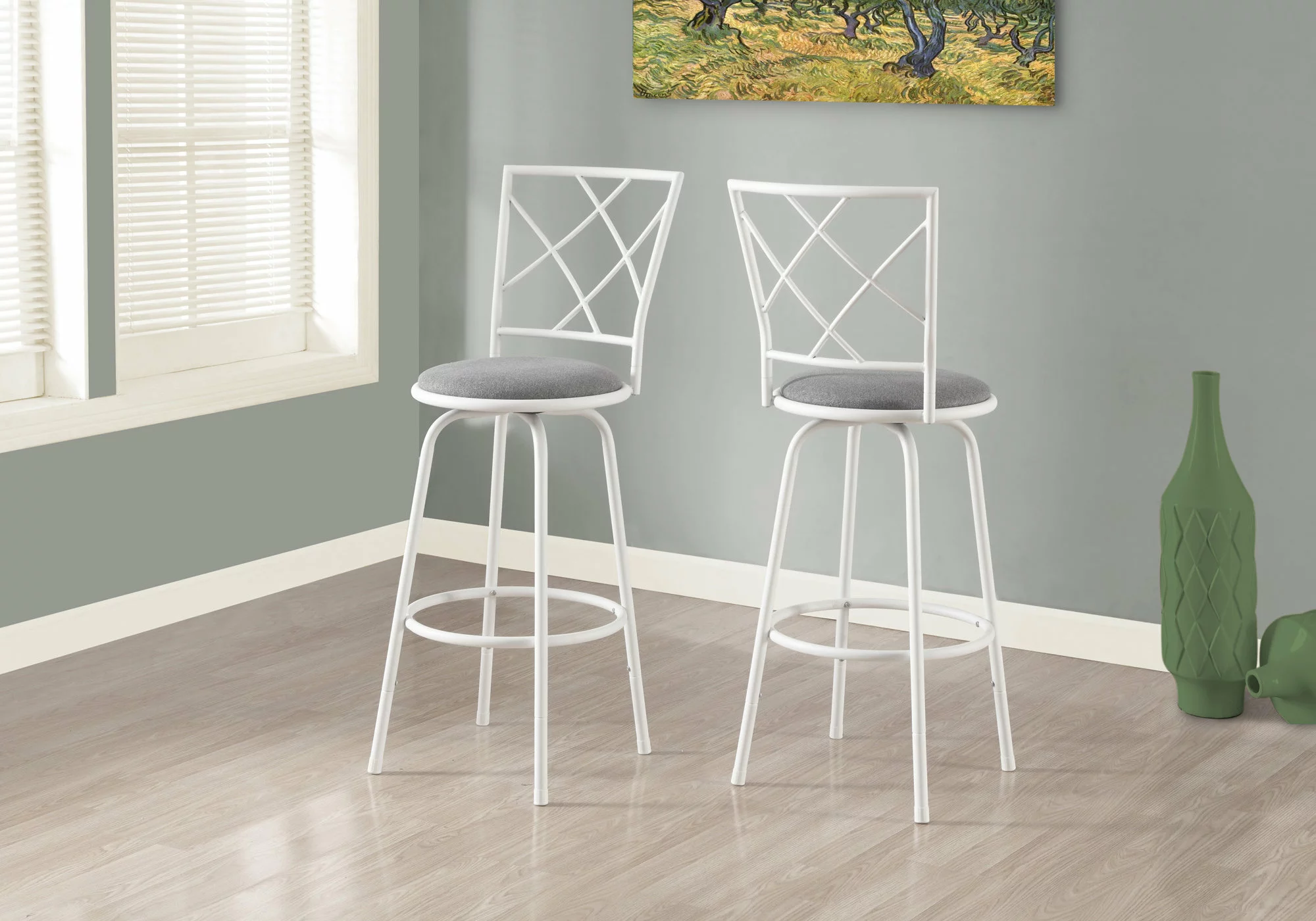 Monarch Specialties Monarch 28.25-in White Microfibre Bar Stools (Set Of 2) - Image 3