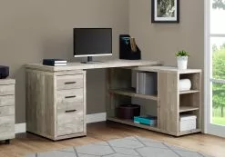 Monarch Specialties Monarch Taupe Reclaimed Wood Left Or Right Facing Corner Computer Desk