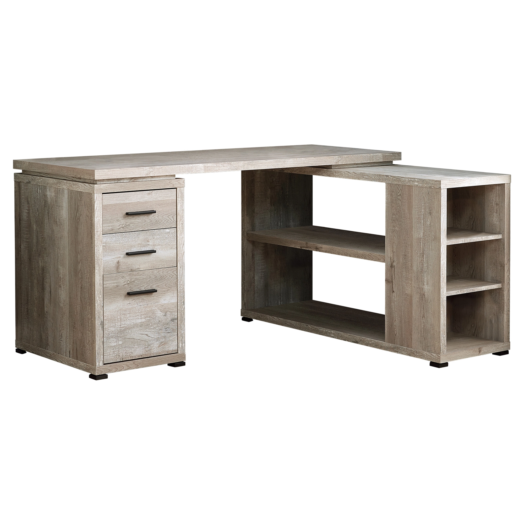 Monarch Specialties Monarch Taupe Reclaimed Wood Left Or Right Facing Corner Computer Desk - Image 2