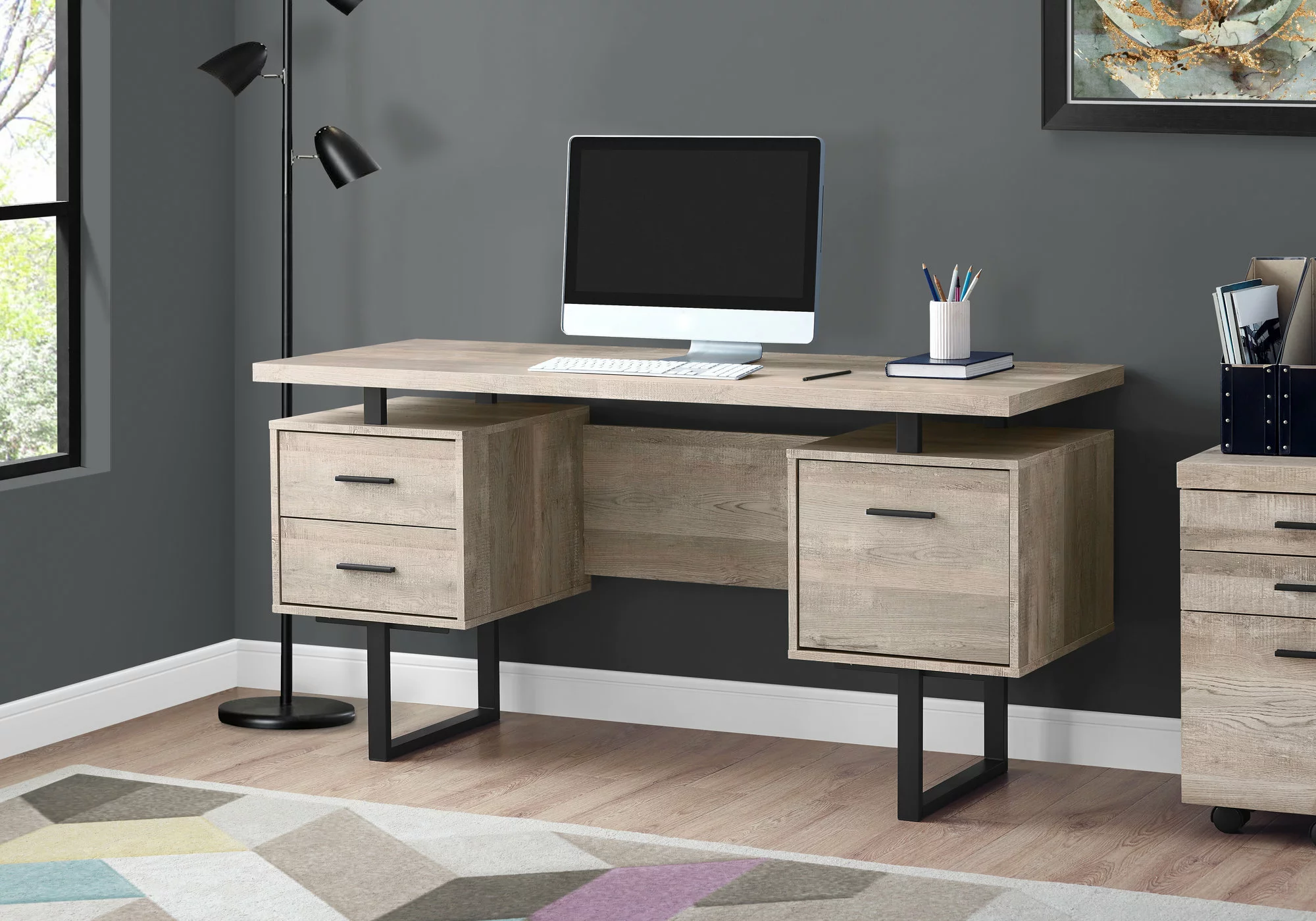 Monarch Specialties Monarch 60-in Taupe Reclaimed Wood Computer Desk