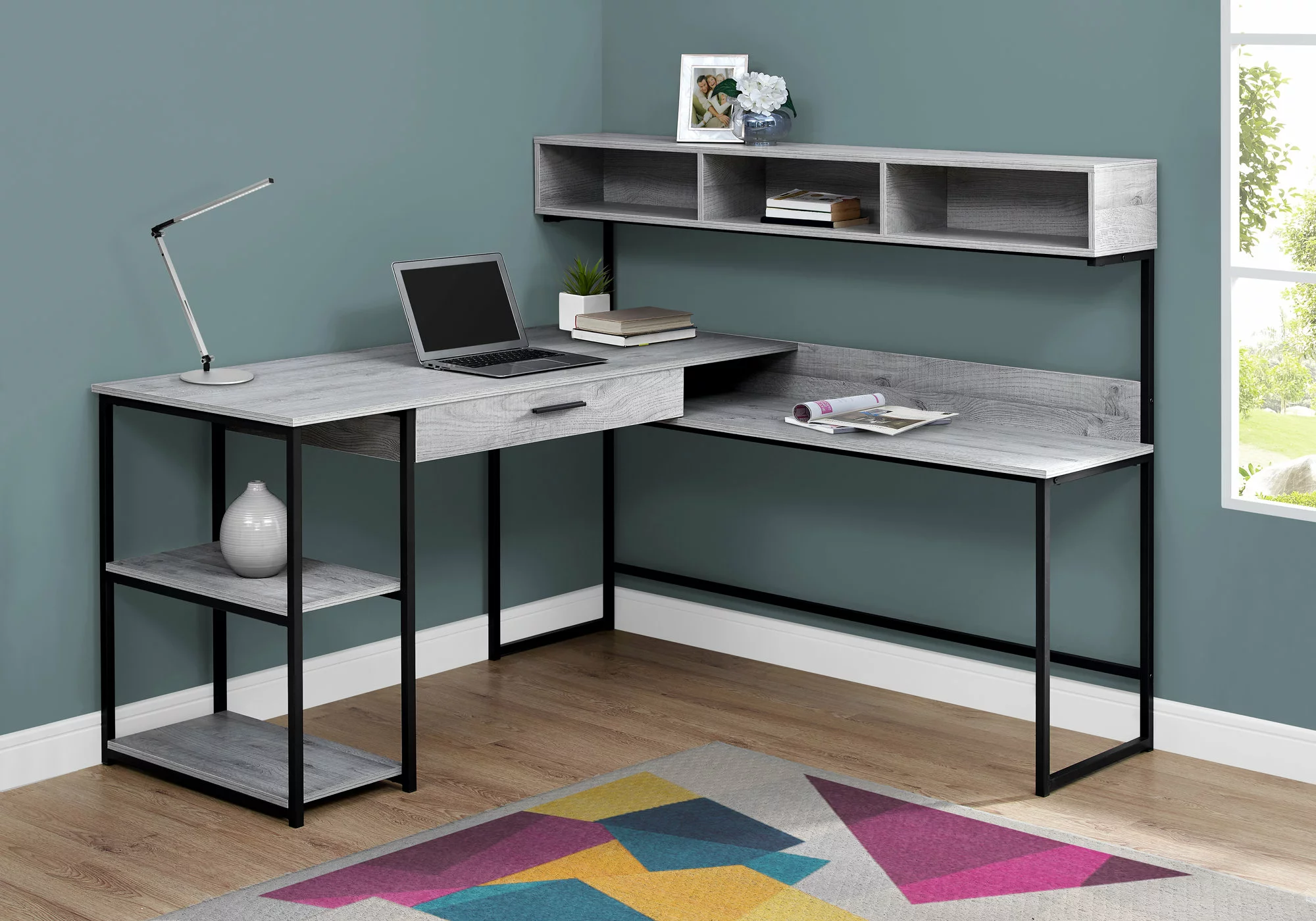 Monarch Specialties Monarch 47.25-in X 59-in Grey Computer Desk
