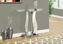 Monarch Specialties Monarch 36-in X 32.5-in Silver Glass Accent Table