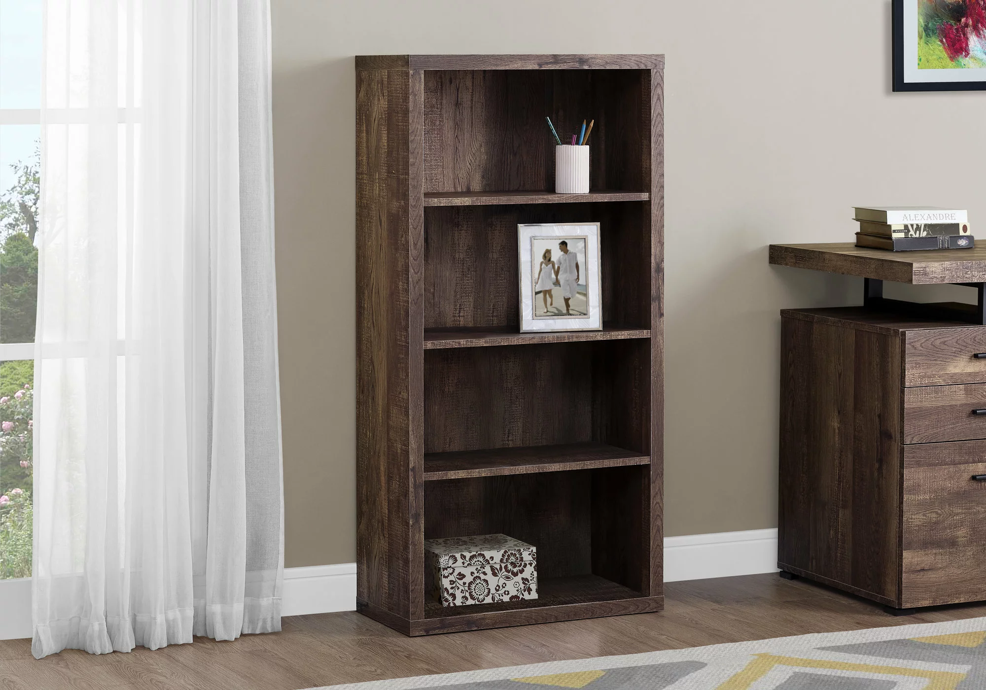 Monarch Specialties Monarch 23.75 X 47.5-in Wood Brown Bookcase - Image 2