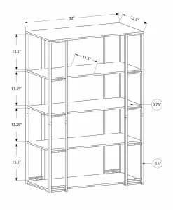 Monarch Specialties Monarch 62-in X 32-in X 12.5-in Dark Taupe Reclaimed Wood Look Bookcase