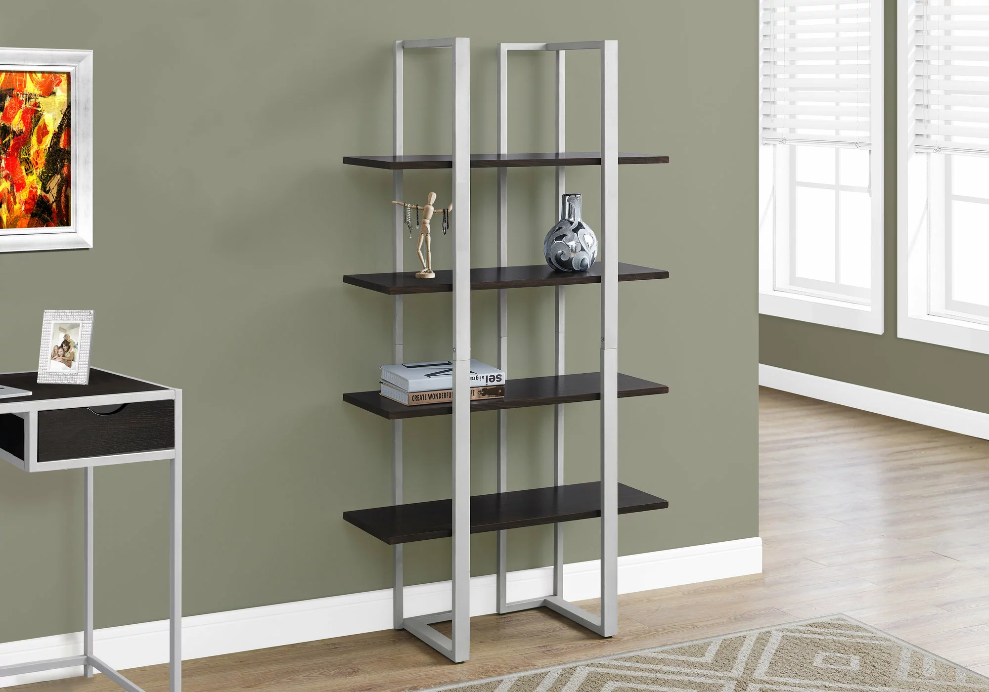 Monarch Specialties Monarch 32 X 60-in Metal Brown Bookcase - Image 3