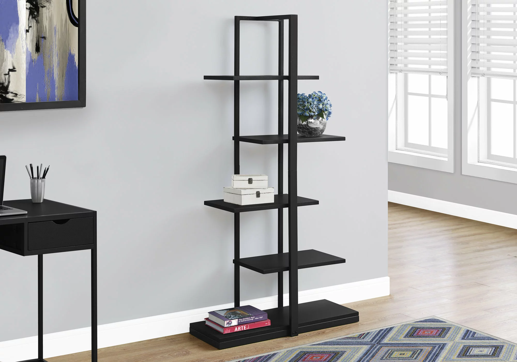 Monarch Specialties Monarch 60-in X 32-in Black Metal Bookcase - Image 3