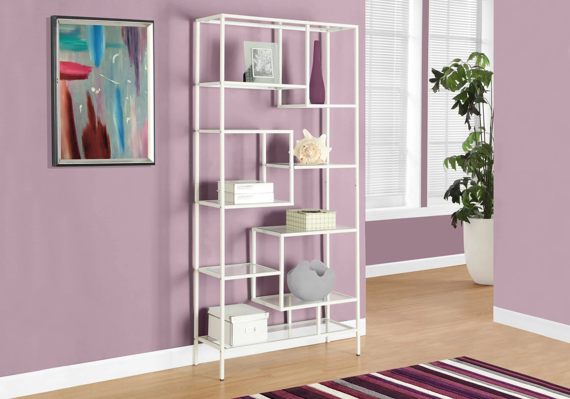 Monarch Specialties Monarch 72-in X 32-in X 12-in White Metal Bookcase