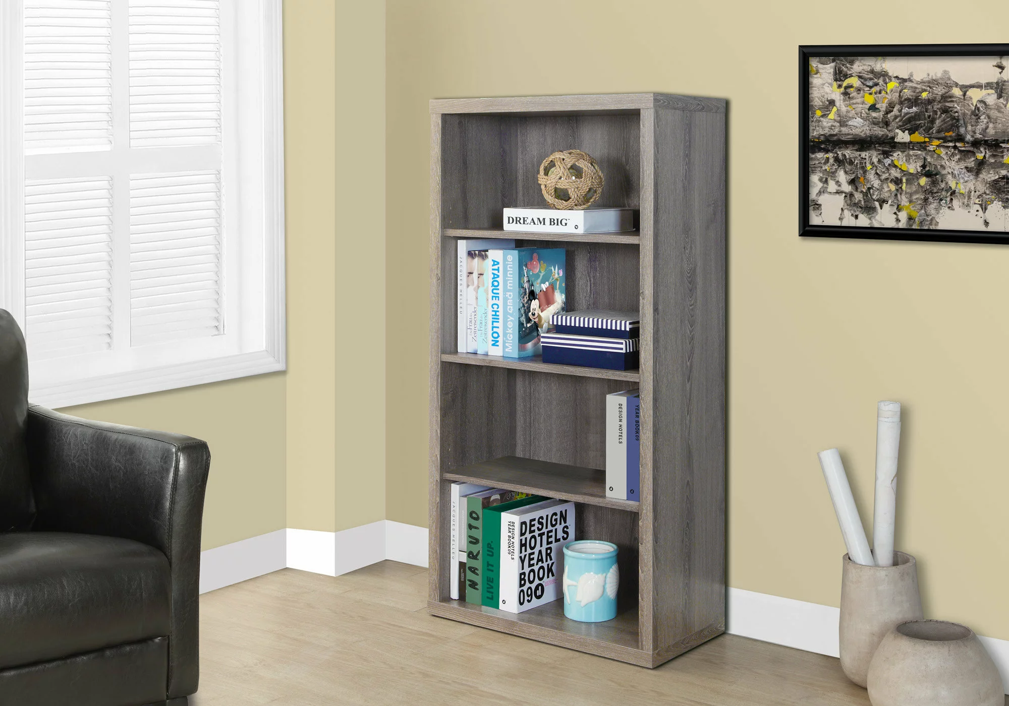 Monarch Specialties Monarch 23.75 X 47.5-in Wood Dark Taupe Bookcase - Image 2