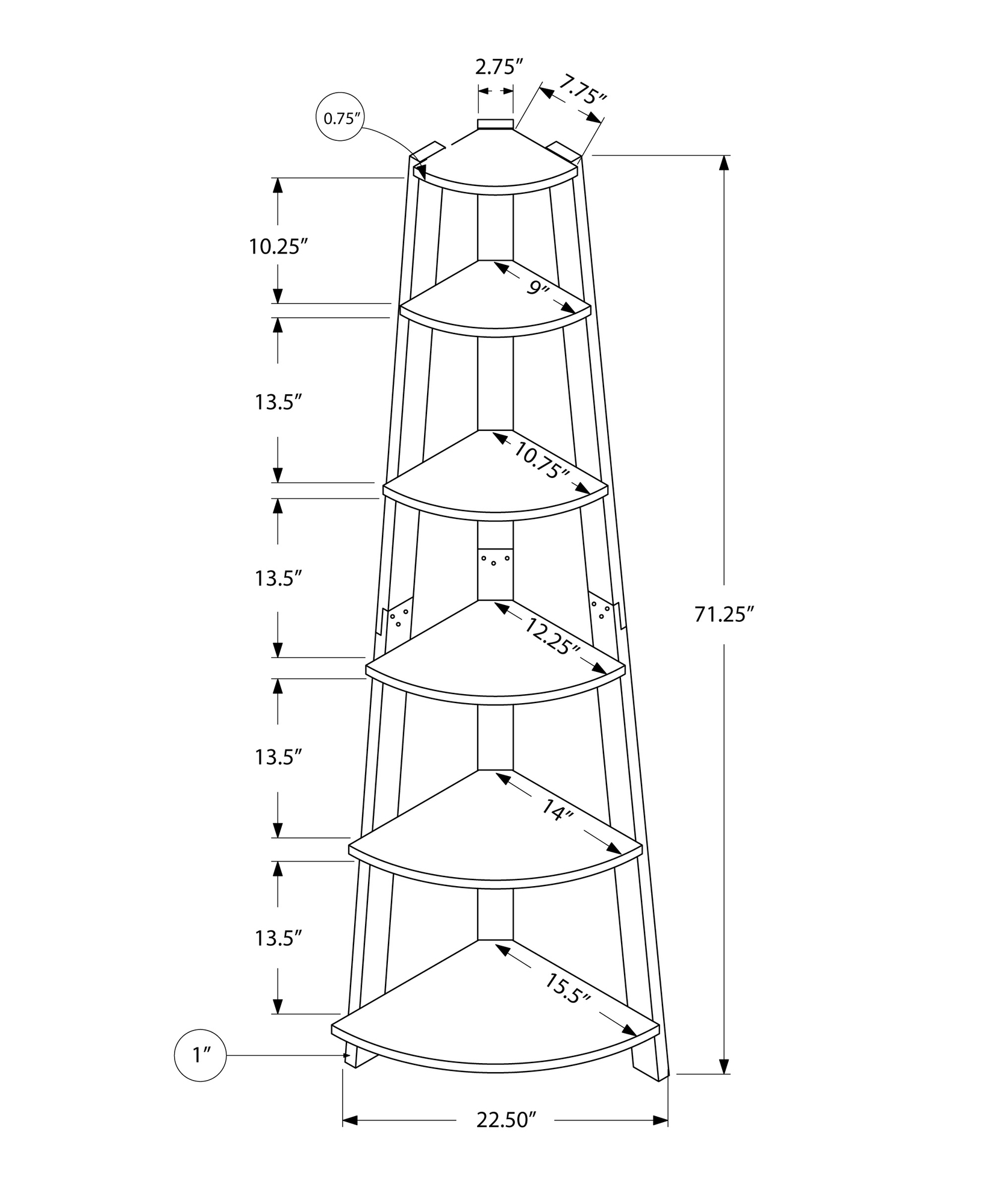 Monarch Specialties Monarch 71.25-in X 22.5-in X 15.5-in Gray Wood Bookcase - Image 3
