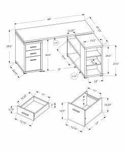 Monarch Specialties Monarch 60-in X 29-in Dark Taupe Left Or Right Facing Corner Desk
