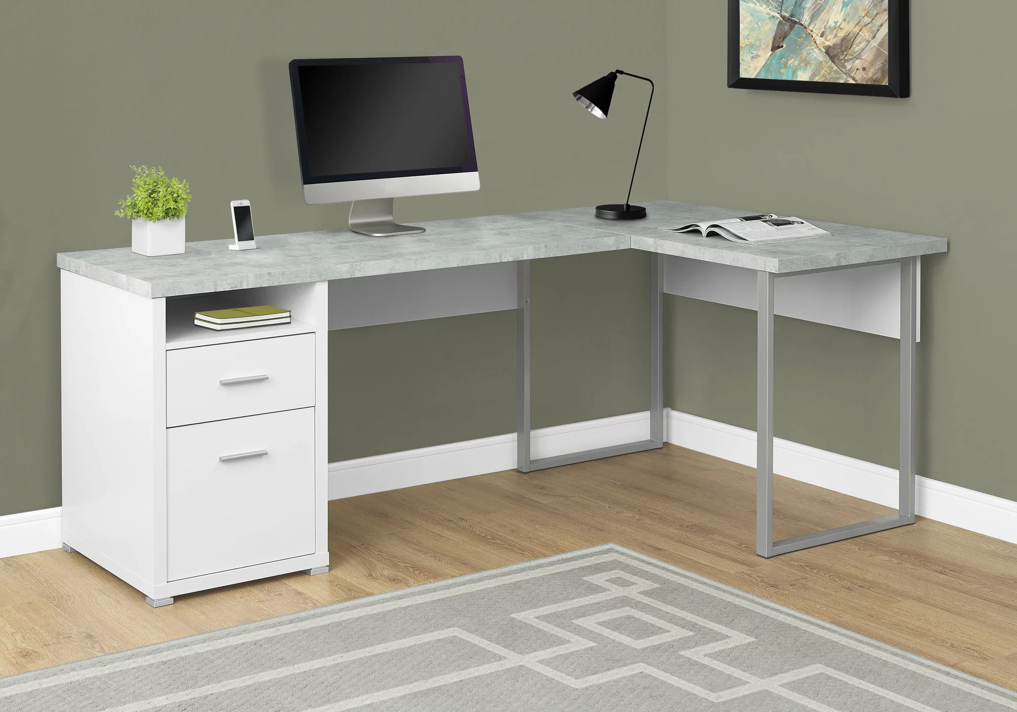 Monarch Specialties Monarch White L-Shaped Computer Desk - Image 2