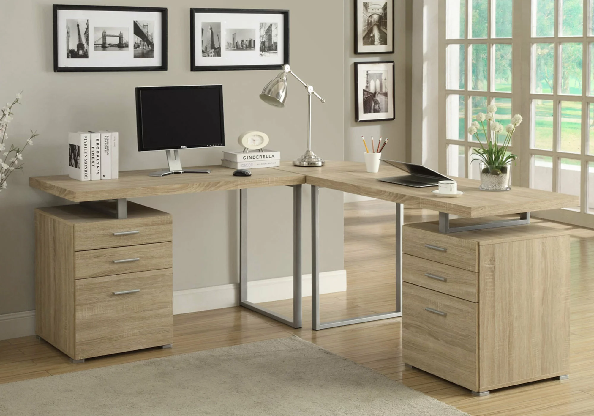 Monarch Specialties Monarch Computer Desk - 47.25-in - Metal - Off-white - Image 2