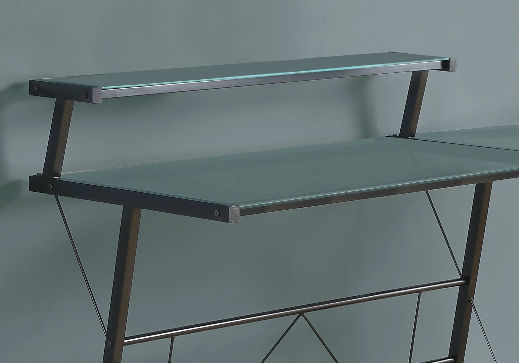 Monarch Specialties Monarch Computer Desk - 57-in- Metal - Clear - 3 Pieces - Image 3