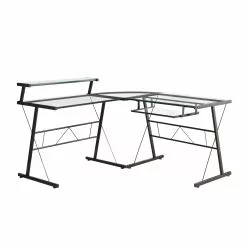 Monarch Specialties Monarch Computer Desk - 57-in- Metal - Clear - 3 Pieces