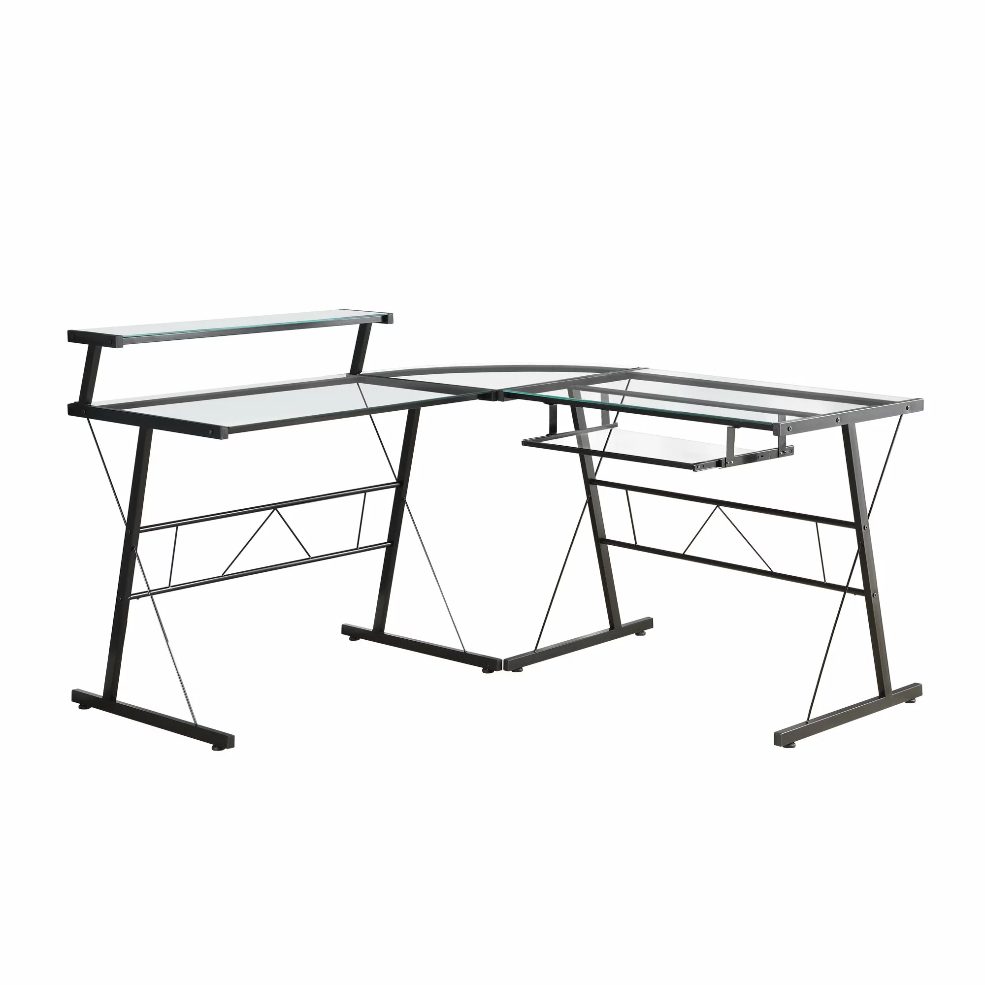 Monarch Specialties Monarch Computer Desk - 57-in- Metal - Clear - 3 Pieces