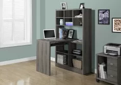 Monarch Specialties Monarch 35.5-in X 60-in Dark Taupe Left Or Right Side Shelf Desk