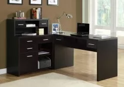 Monarch Specialties Monarch 62.75-in X 44.75-in Cappuccino L-Shaped Home Office Desk