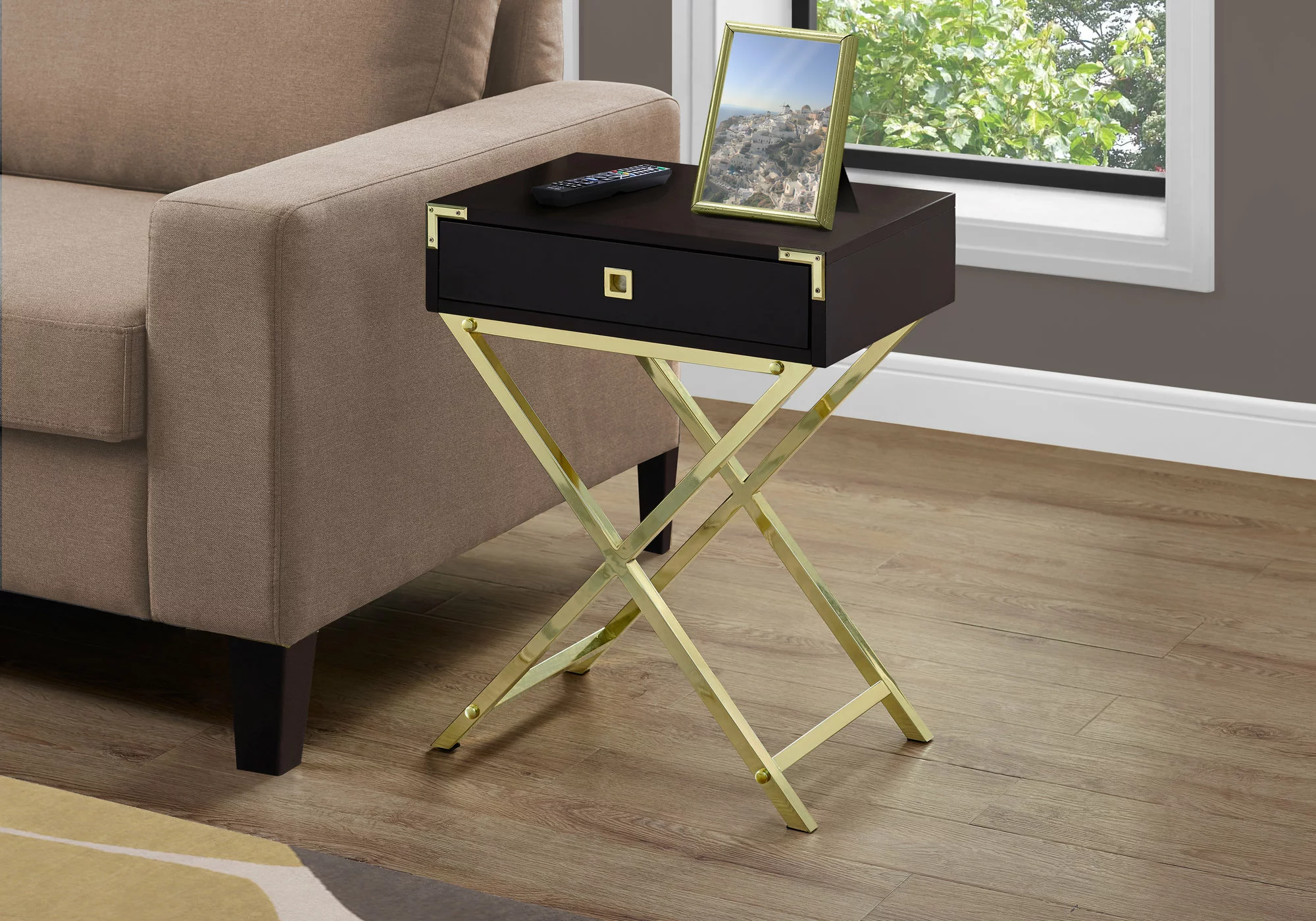 Monarch Specialties Monarch Accent Table - 12-in X 24-in - Composite - Cappuccino - Image 2