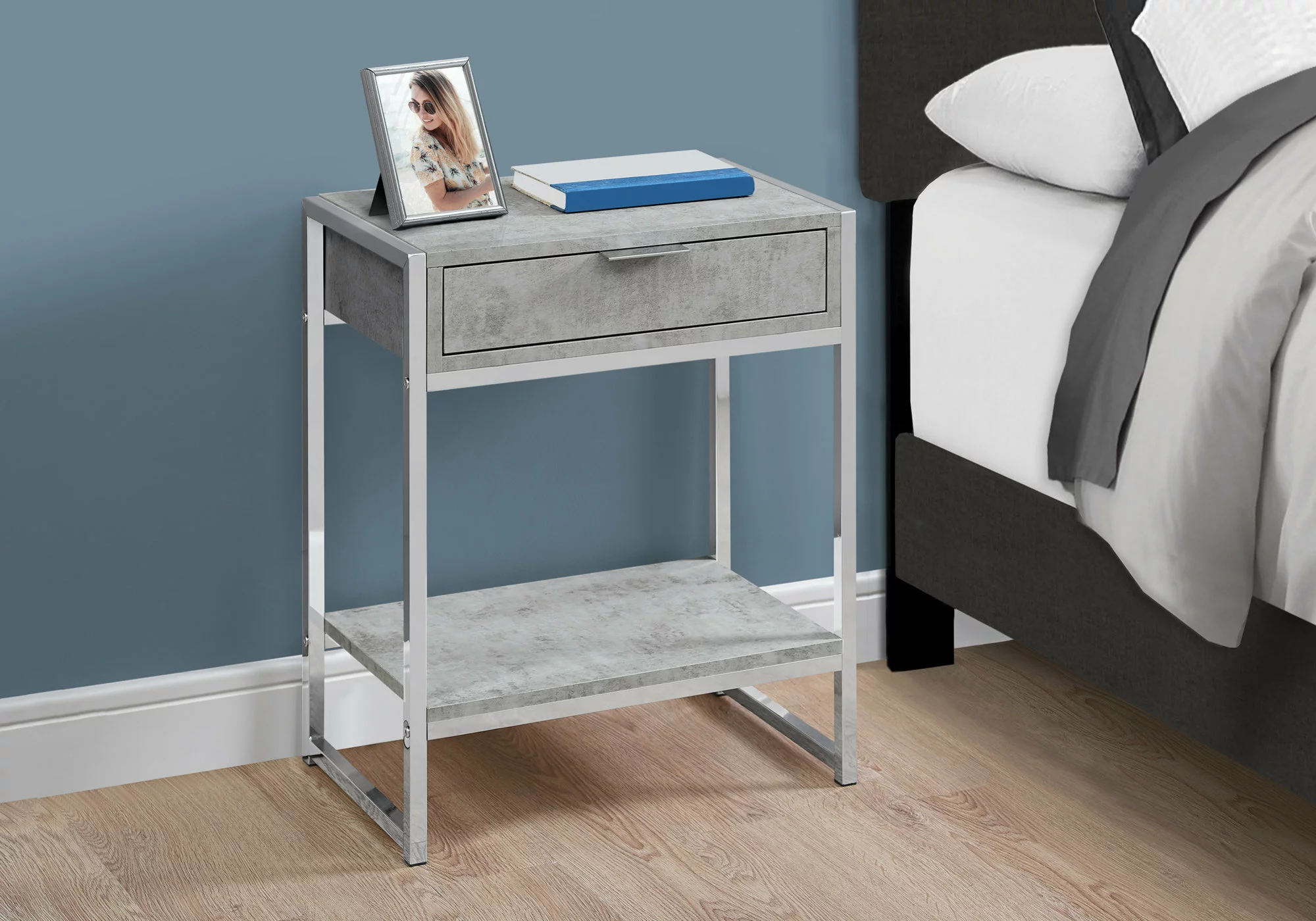 Monarch Specialties Monarch Accent Table - 12.75-in X 23.75-in - Gray