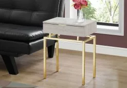Monarch Specialties Monarch Accent Table - 12.75-in X 23.25-in - Composite - Beige