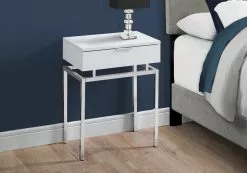 Monarch Specialties Monarch Accent Table - 12.75-in X 23.25-in - Composite - White