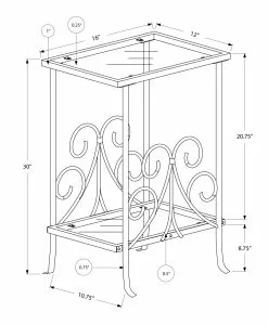 Monarch Specialties Monarch Accent Table - 12-in X 30-in - Glass - Silver