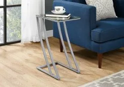 Monarch Specialties Monarch Accent Table - 15.75-in X 24-in - Glass - Silver