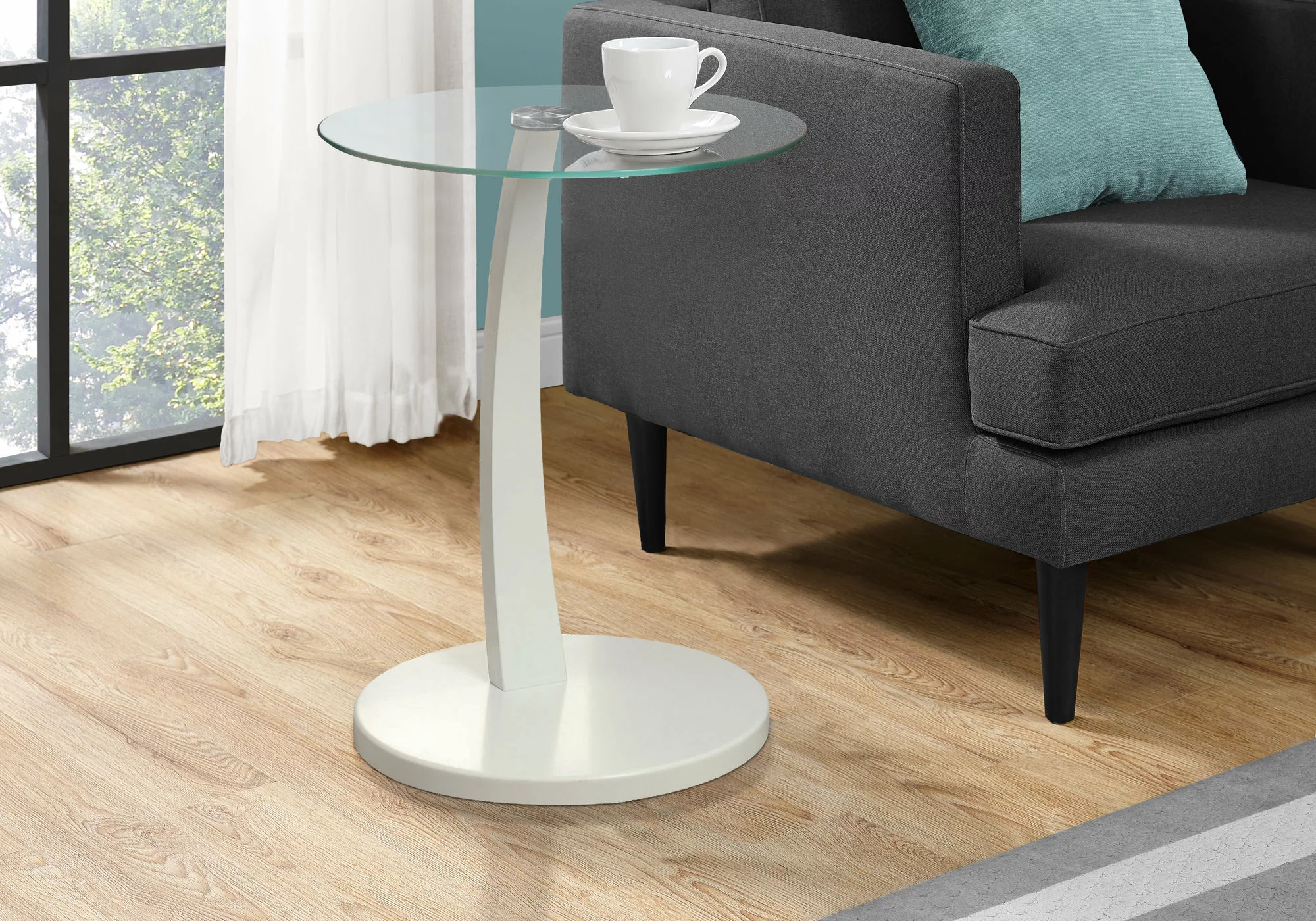 Monarch Specialties Monarch Accent Table - 17.75-in X 24-in - Glass - White - Image 3