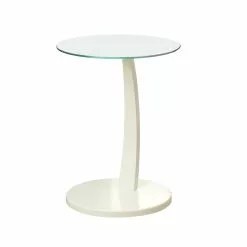 Monarch Specialties Monarch Accent Table - 17.75-in X 24-in - Glass - White