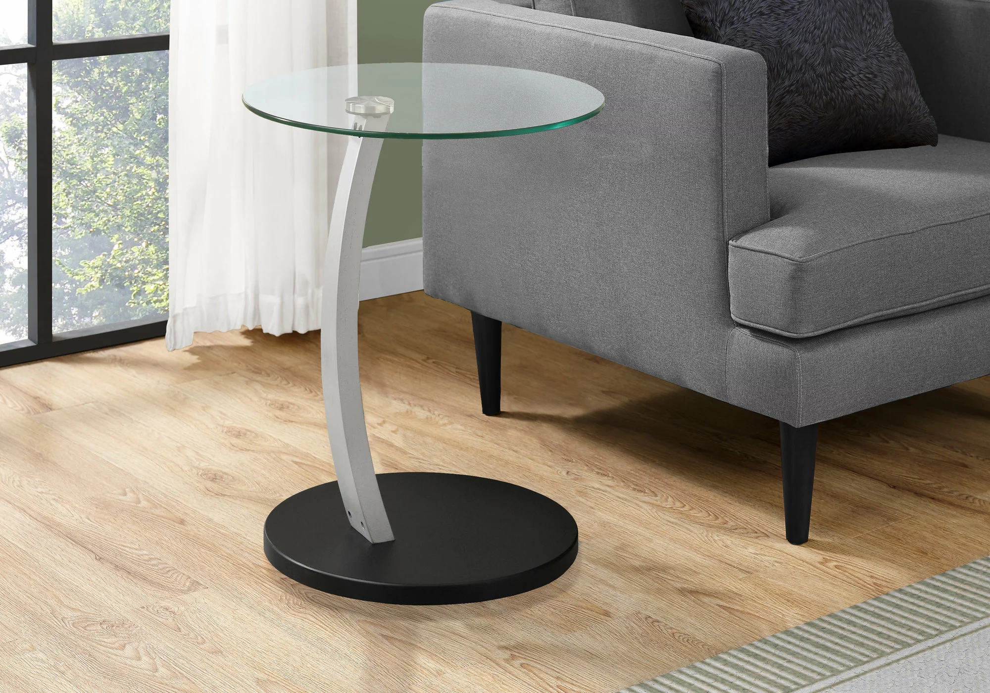 Monarch Specialties Monarch Accent Table - 17.75-in X 24-in - Glass - Black - Image 2