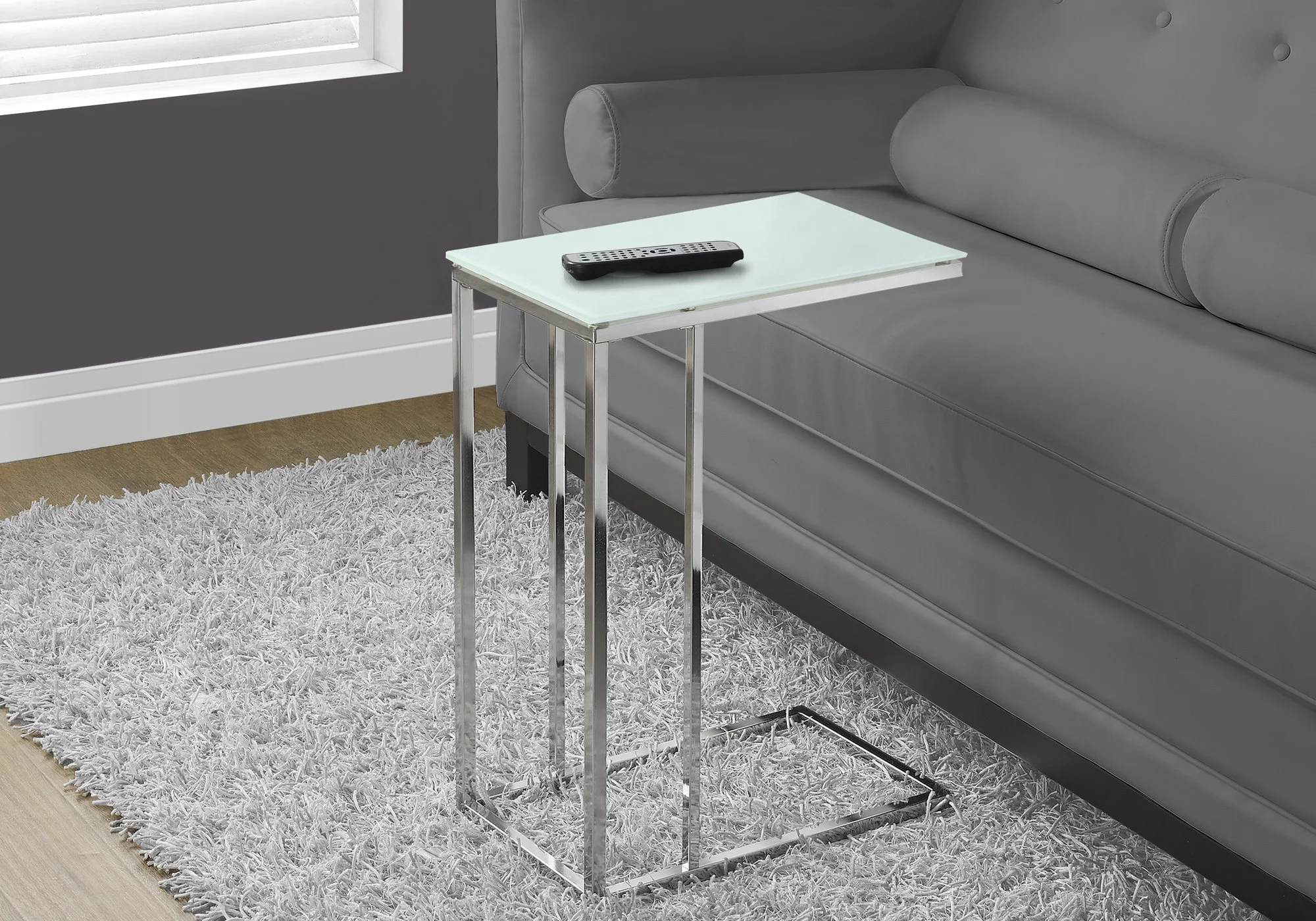 Monarch Specialties Monarch Accent Table - 18.25-in X 24-in - Glass - Chrome