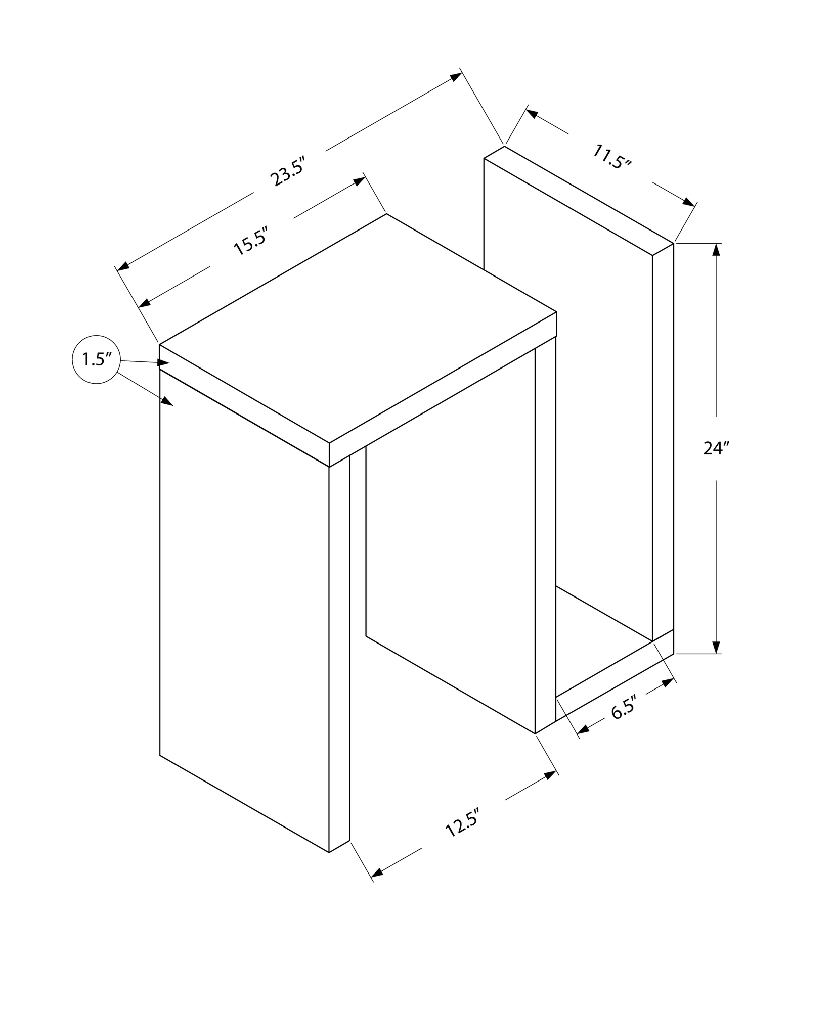 Monarch Specialties Monarch Accent Table - 11.5-in X 24-in - Cappuccino - Image 4