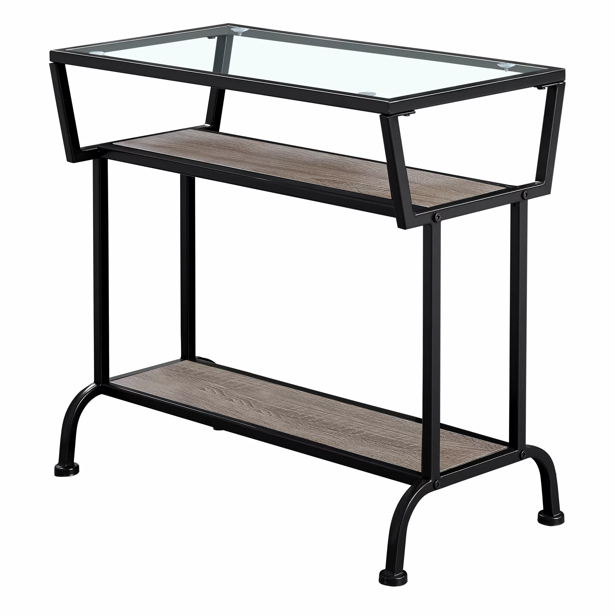 Monarch Specialties Monarch Accent Table - 12-in X 22-in - Glass - Dark Taupe - Image 2