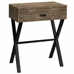 Monarch Specialties Monarch Accent Table 24-in H 1 Drawer - Brown Reclaimed Wood/Black