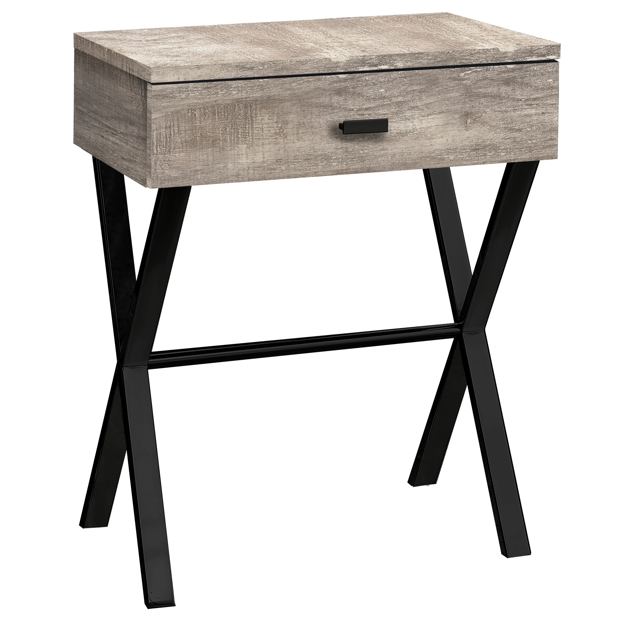 Monarch Specialties Monarch Accent Table 24-in H 1 Drawer - Taupe Reclaimed Wood/Black - Image 5