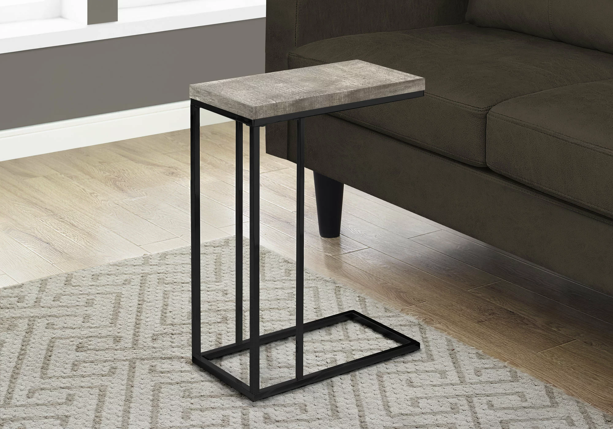 Monarch Specialties Monarch Accent Table - Taupe Reclaimed Wood And Black Metal - Image 5