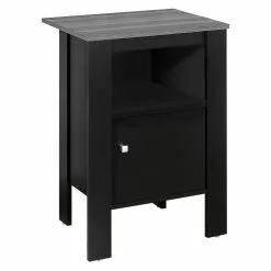 Monarch Specialties Monarch Accent Table Or Night Stand With Storage - Black And Grey