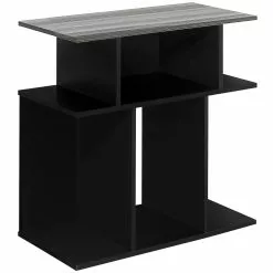 Monarch Specialties Monarch Accent Table 24-in H - Black With Grey Top - 24-inx24-inx12-in