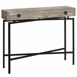 Monarch Specialties Monarch Accent Table - Console Taupe Reclaimed Wood And Black 42-in
