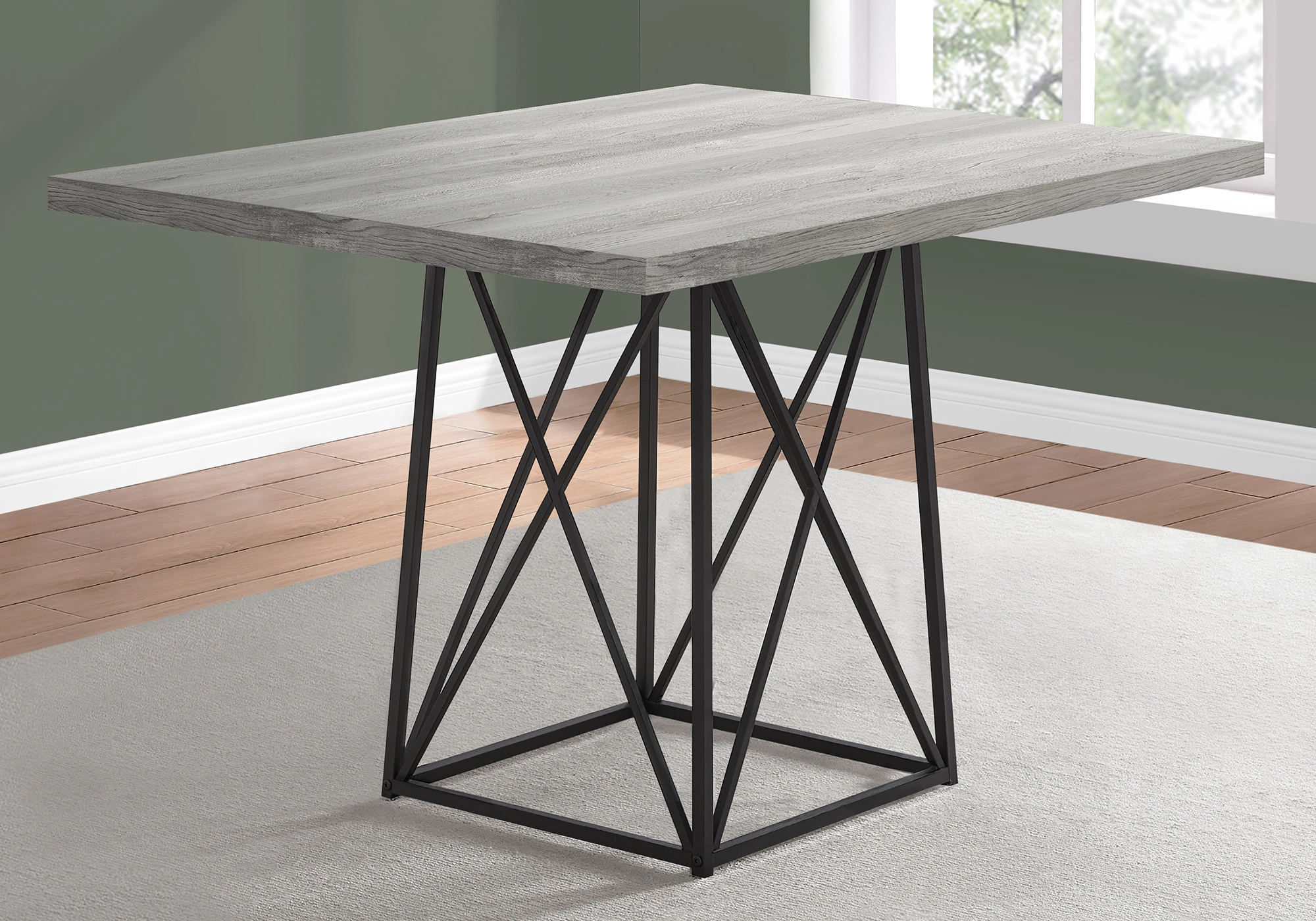 Monarch Specialties Monarch Dining Table - Grey Reclaimed Wood Look/Black - 36-in X 48-in - Image 6