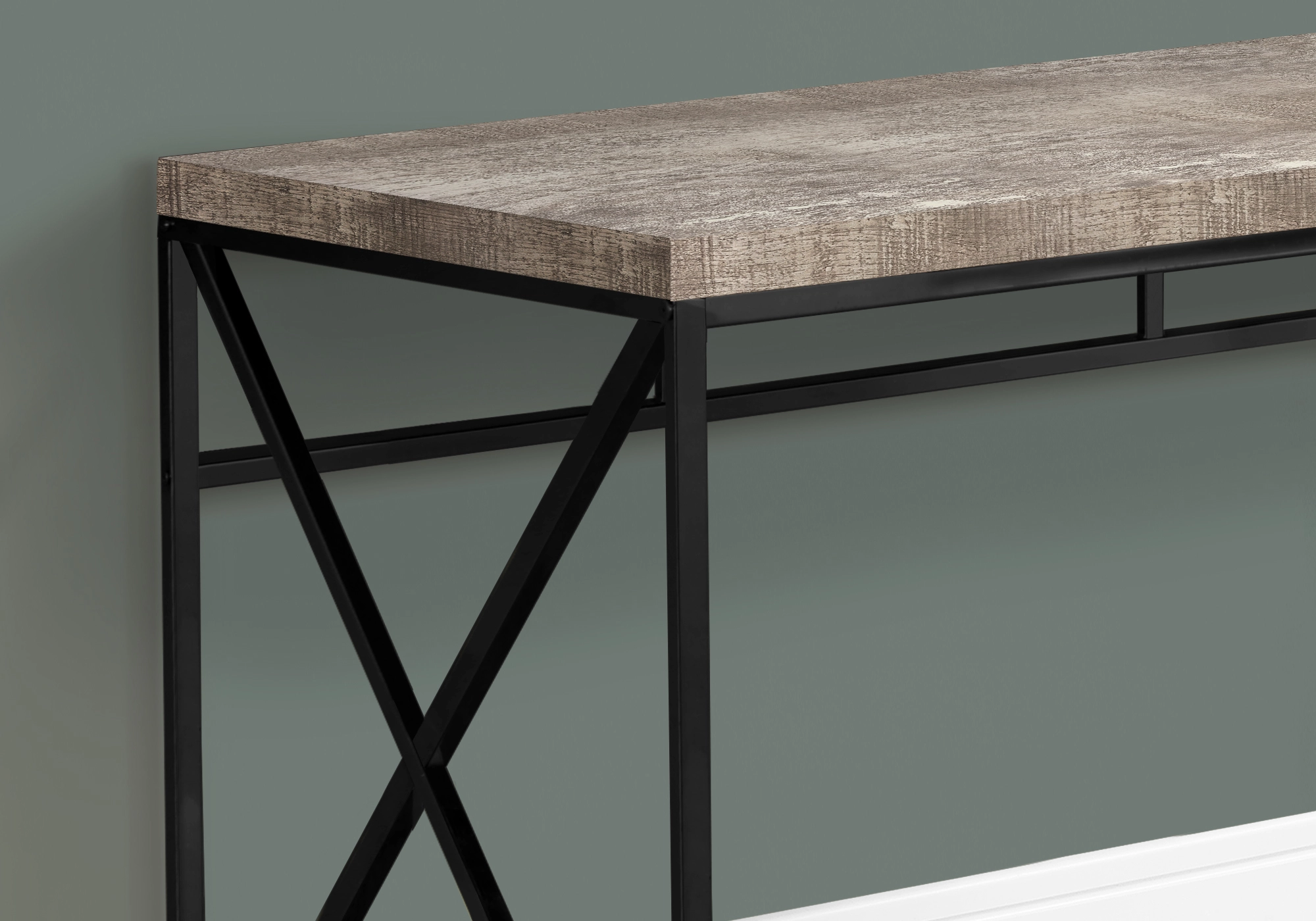 Monarch Specialties Monarch Computer Desk - Taupe Reclaimed Wood / Black Metal - 48-in L - Image 2