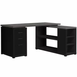 Monarch Specialties Monarch Computer Desk - L-Shape - Black And Grey Top